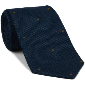 Soft Navy Grenadine Fina with Brown (Hand Sewn) Pin Dots Silk Tie #GFDT-11 (30)