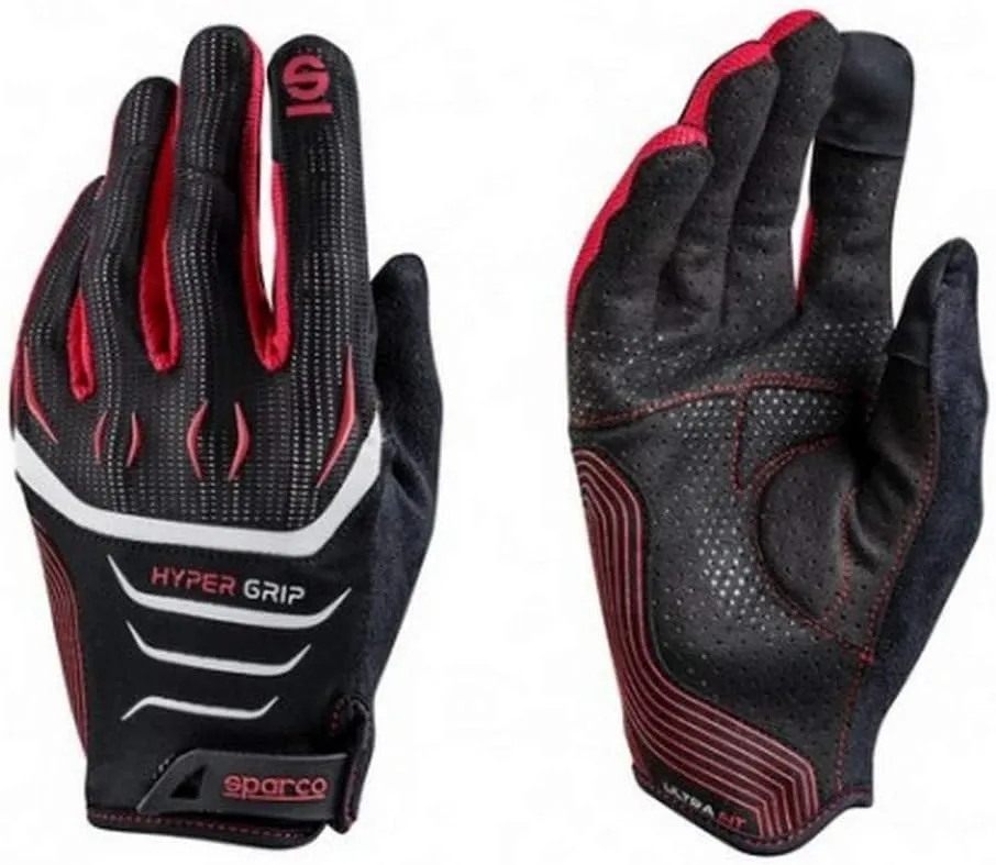 Sparco 002094NRRS09 002094聽nrrs09聽HyperGrip Gloves, Black/Red, 9