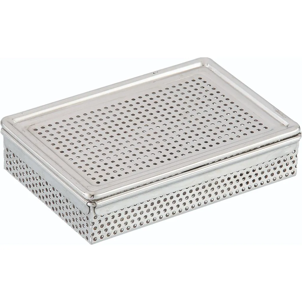 Stainless Steel Perforated Trinket Box With Hinged Lid