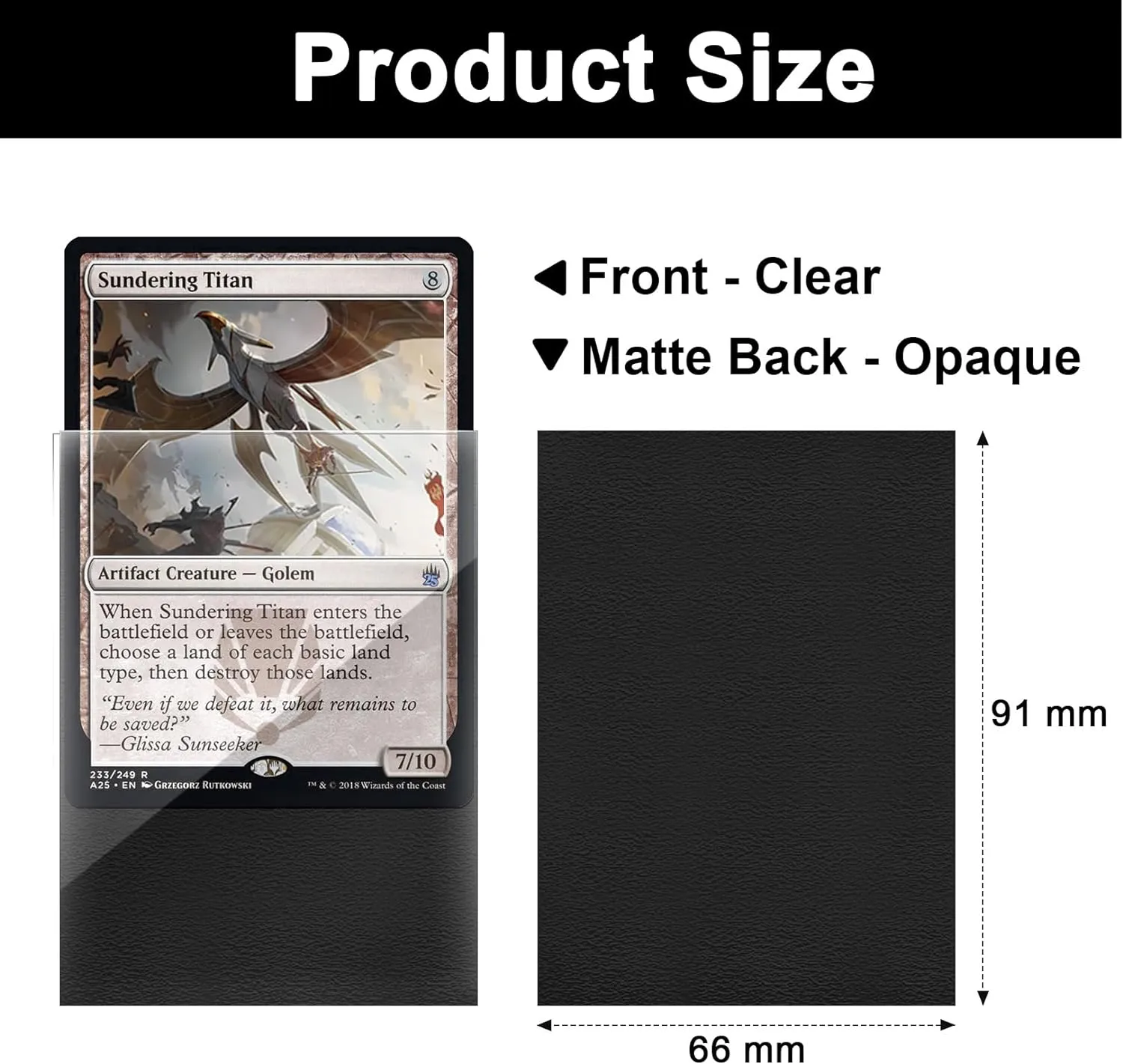Standard Black MTG Card Sleeves 500 Pack, Card Protectors Sleeves Matte Back Finish, Perfect Shuffling - Protect All Your Trading Cards, TCG Cards & Sports Cards by Fabmaker, Never Tear 66x91mm