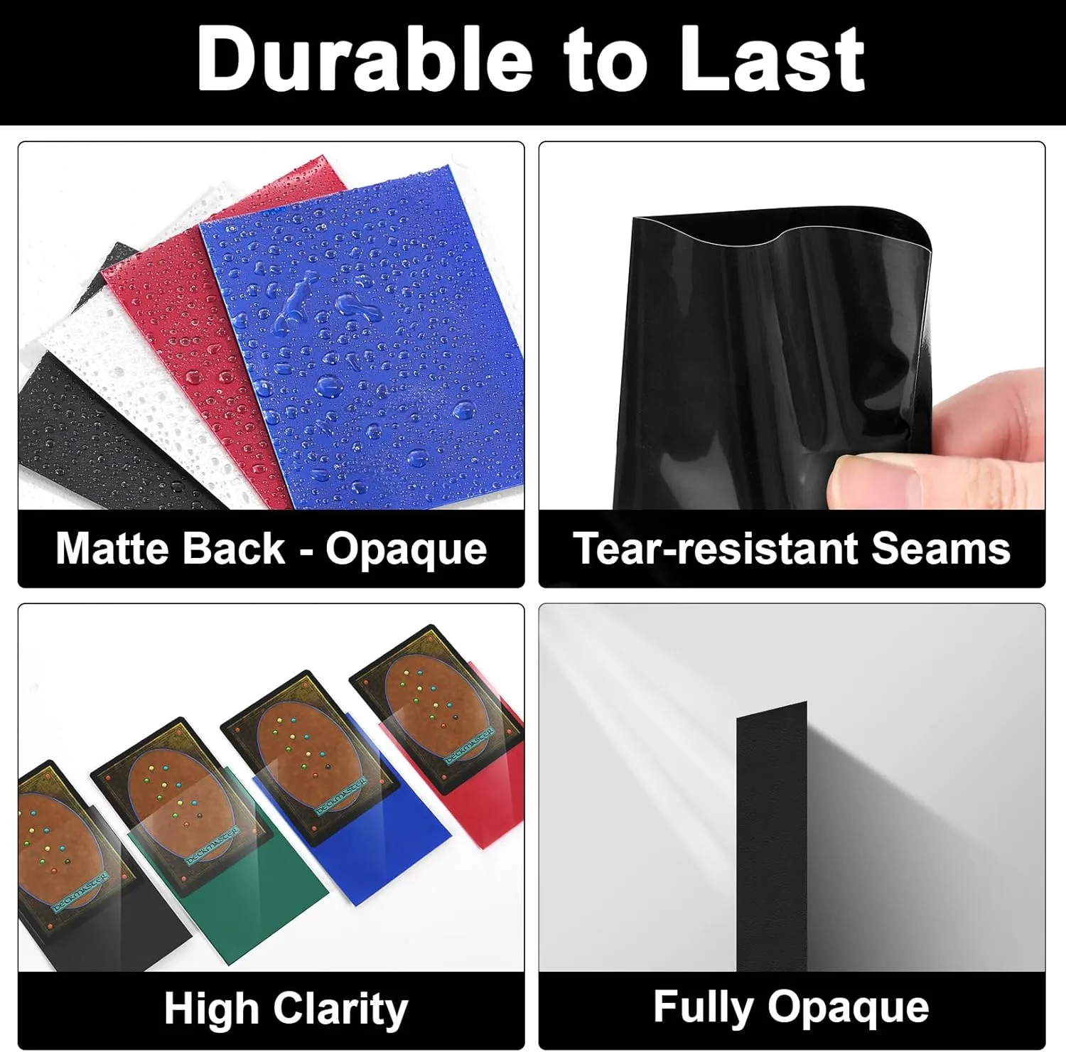 Standard Black MTG Card Sleeves 500 Pack, Card Protectors Sleeves Matte Back Finish, Perfect Shuffling - Protect All Your Trading Cards, TCG Cards & Sports Cards by Fabmaker, Never Tear 66x91mm