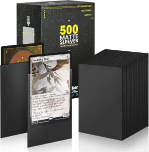 Standard Black MTG Card Sleeves 500 Pack, Card Protectors Sleeves Matte Back Finish, Perfect Shuffling - Protect All Your Trading Cards, TCG Cards & Sports Cards by Fabmaker, Never Tear 66x91mm