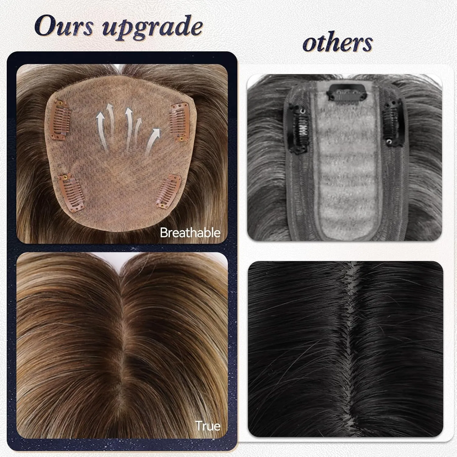 starluck Hair Toppers for Women with Bangs, 5"*5.5"Large Coverage Ombre Blonde Mix Brown 100% Real Human Hair,Cover Gray HairRoots,Best Hairtoppers for ThinHair