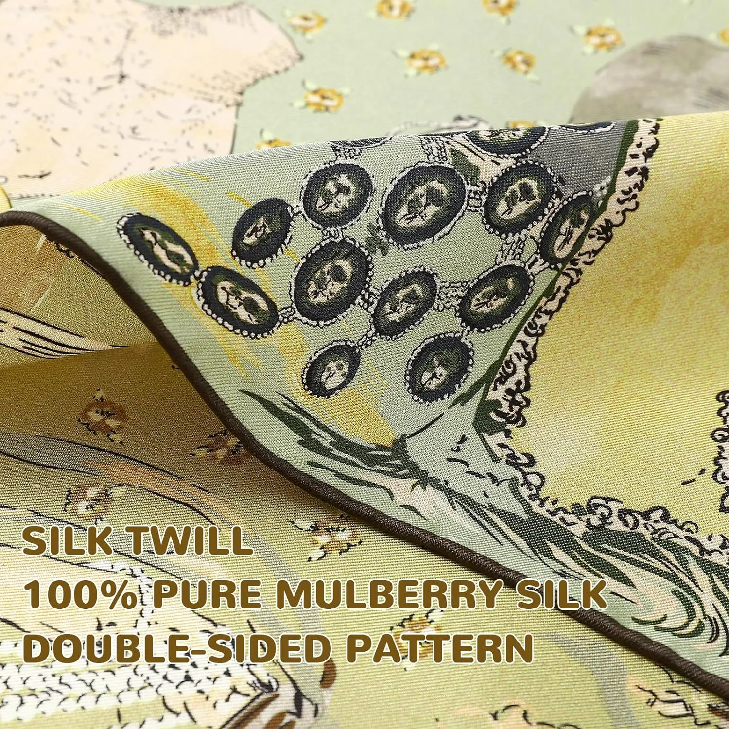 STARWHISPER 100% Pure Mulberry Silk Scarf-27''x27'' 14MM Double-Sided Printed Pure Silk Twill Scarf for Women Square Scarf