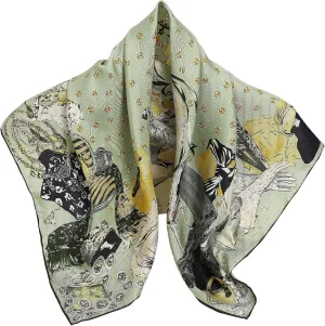 STARWHISPER 100% Pure Mulberry Silk Scarf-27''x27'' 14MM Double-Sided Printed Pure Silk Twill Scarf for Women Square Scarf