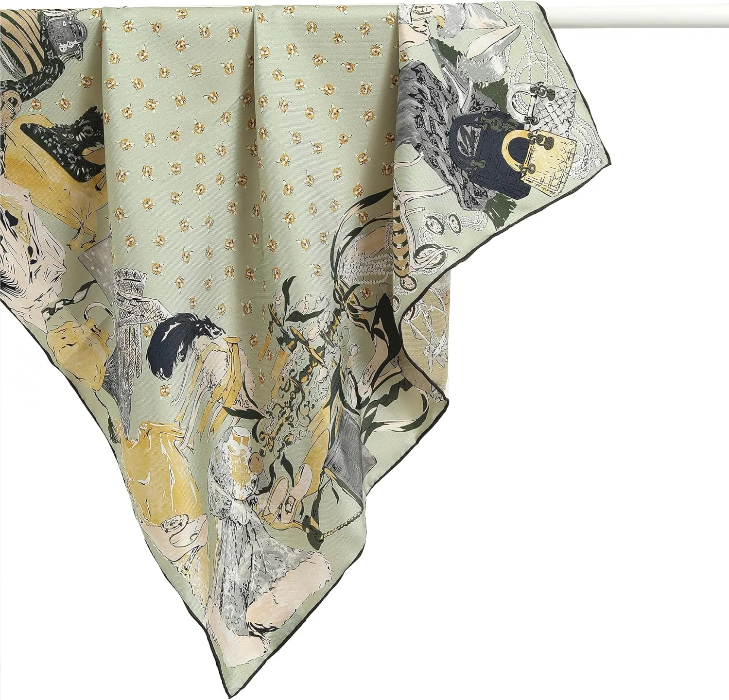STARWHISPER 100% Pure Mulberry Silk Scarf-27''x27'' 14MM Double-Sided Printed Pure Silk Twill Scarf for Women Square Scarf