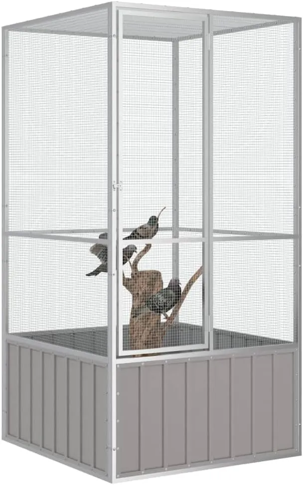 Steel Bird Cage, Large Flight King Bird Cage for Cockatiels African Grey Quaker Amazon Sun Parakeets Green Cheek Conures Pigeons Parrot Bird Cage Birdcage, Gray 43.7"x42.1"x83.3" -AA
