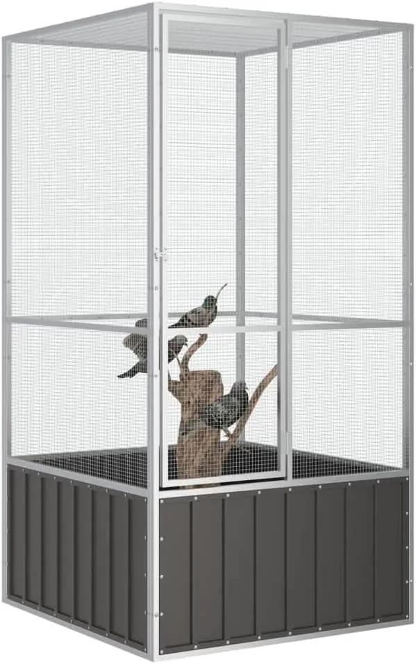 Steel Bird Cage, Large Flight King Bird Cage for Cockatiels African Grey Quaker Amazon Sun Parakeets Green Cheek Conures Pigeons Parrot Bird Cage Birdcage,Anthracite 43.7"x42.1"x83.3" -AA