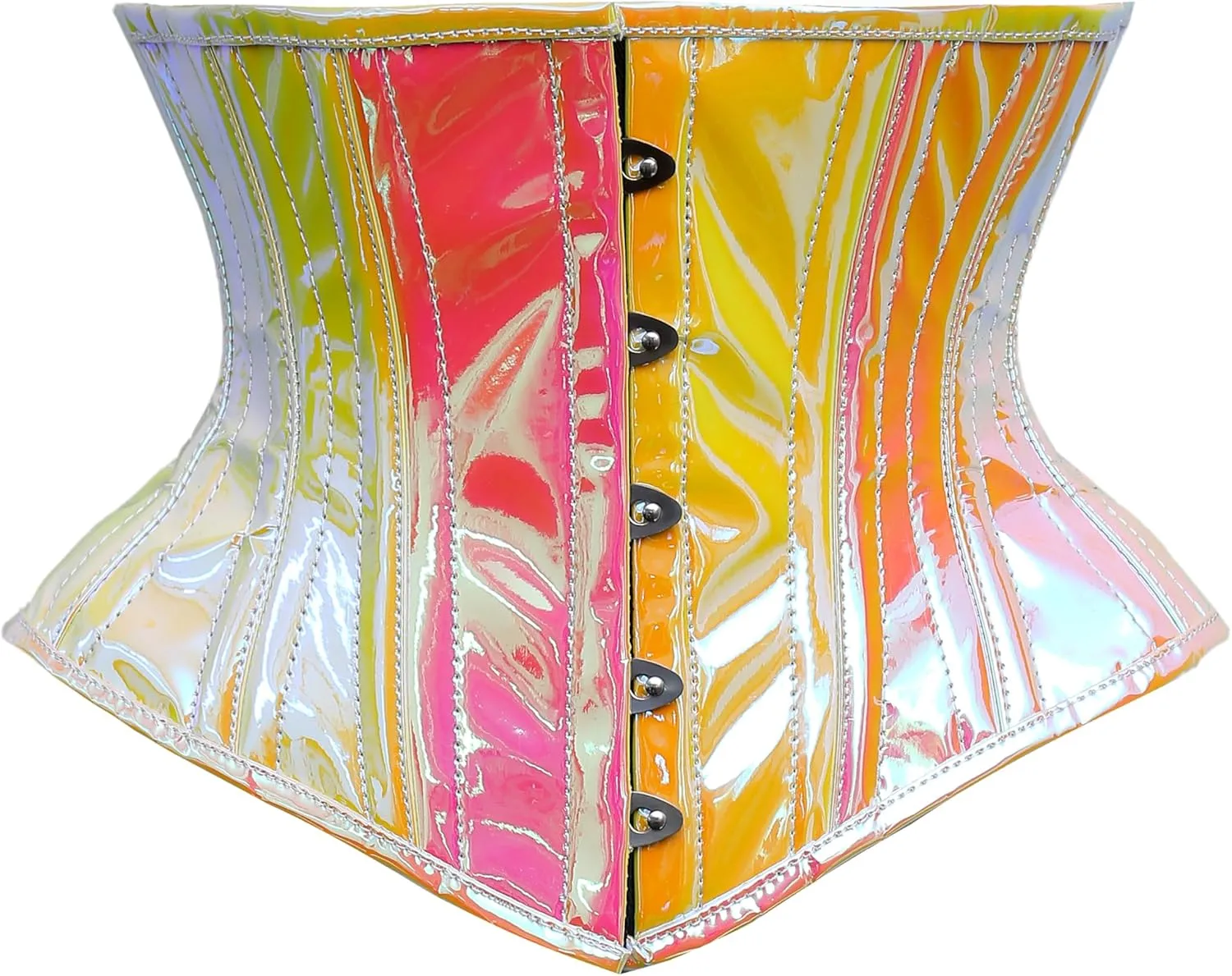 Steel Boned Shiny Holographic & Metallic PVC Corsets Underbust Glamorous Heavy Duty Waist Training Waspie Corsets