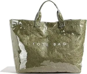 Stellaya Womens Letters Print Tote Bag, PVC Fashion Tote Handbags Shoulder Bag, Stellaya Simple Large Capacity Bag