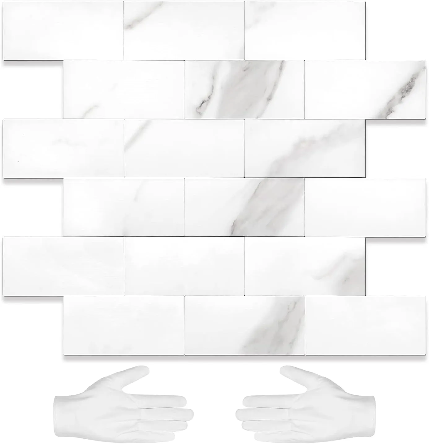 STICKGOO 10-Sheet Subway Tile Peel and Stick Backsplash, Self Adhesive PVC Wall Tile, Calacatta Stick on Backsplash for Kitchen and Bathroom