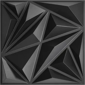 STICKGOO Black 3D Wall Panels, Diamond Design Textured Wall Panels for Interior Wall Decor, 12''x12'' Modern Accent Wall Panels for Gaming Room, Bedroom, 33 Pack Wall Tiles Cover 32.Sq.Ft.