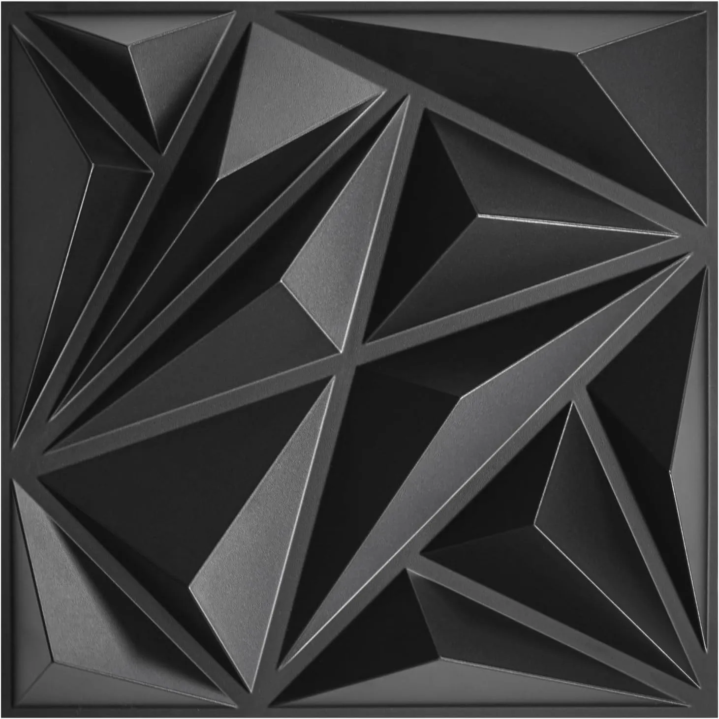 STICKGOO Black 3D Wall Panels, Diamond Design Textured Wall Panels for Interior Wall Decor, 12''x12'' Modern Accent Wall Panels for Gaming Room, Bedroom, 33 Pack Wall Tiles Cover 32.Sq.Ft.