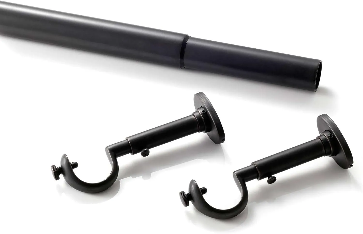 Stockbridge Oil Rubbed Bronze Curtain Rod, 30"-56" Feet, Metallic Solid Pattern