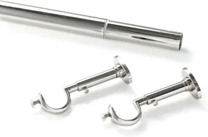 Stockbridge Polished Nickel Curtain Rod, 102"-144" Feet, Metallic Solid Pattern