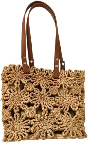 Straw Bag New Hand-woven Straw Bag Hollow Bucket Bag Corn Husk Braid Sewn Handbag In Stock Straw Bags