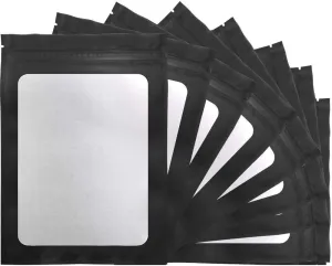 STUs 100 Pack Mylar Bags 5.5 x 7.9 Inch Resealable Smell Proof Bags with Clear Window Foil Pouch Bag Flat Bag Matte Black