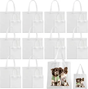 Sublimation Blank Tote Bags, 20Pack Canvas Tote Bags 16.1 x 15.4 Inch, 9.1 x 8.3 Inch Small Canvas Tote Bag Reusable Grocery Bags Shopping Cloth Bag for Heat Transfer, DIY, Mother's Day, White