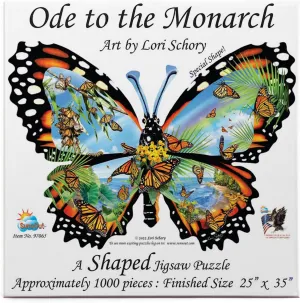 SUNSOUT INC - Ode to The Monarch - 1000 pc Special Shape Jigsaw Puzzle by Artist: Lori Schory - Finished Size 25" x 35" Animals - MPN# 97065
