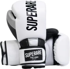 Superare Supergel Pro Boxing Gloves with Strap Closure Hook and Loop for Boxing, Sparring, Training, Kickboxing, and Bag Work, Sleek MMA Gloves, Black and White Design
