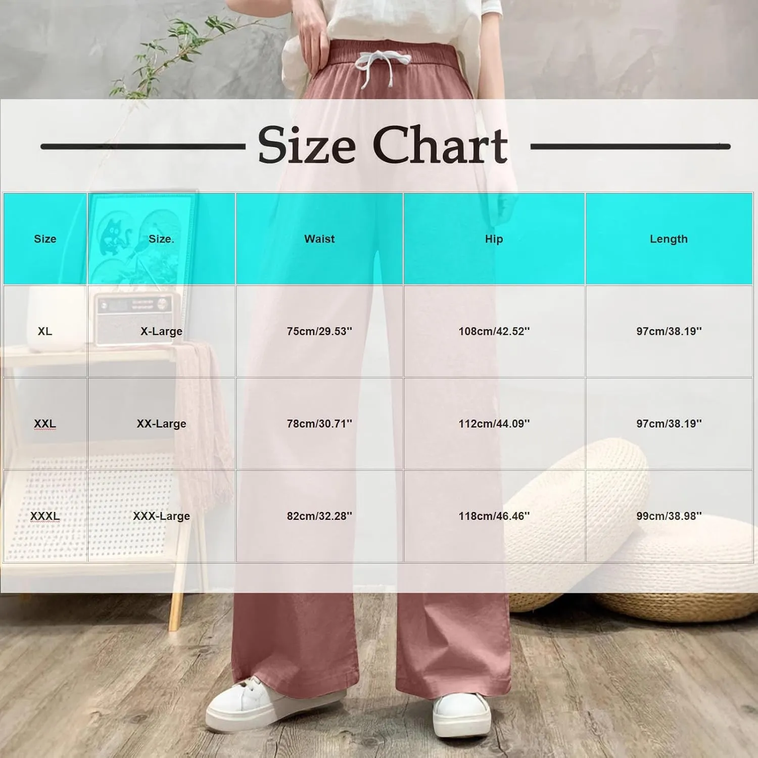 Sweatpants for Women Cotton Linen Slim Comfy High Waisted Solid Casual Trousers Straight Leg Stretchy Baggy Pants