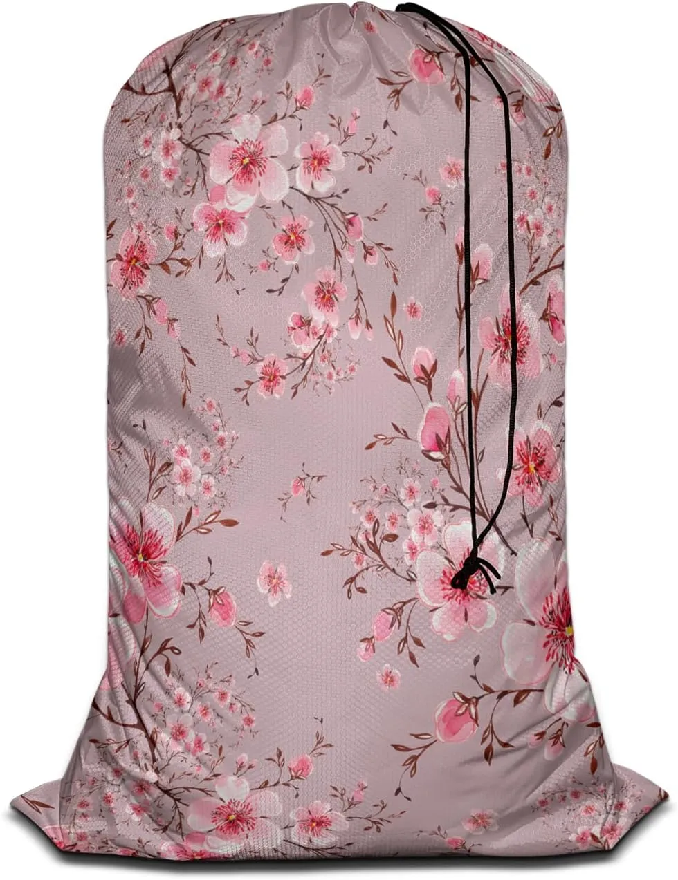 Swono Cherry Blossom Laundry Basket Clothes Hamper Bag Watercolor Hand Painted Flower Blooming Branches Collapsible Dirty Clothes Storage Laundry Organizer, Pink