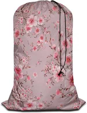 Swono Cherry Blossom Laundry Basket Clothes Hamper Bag Watercolor Hand Painted Flower Blooming Branches Collapsible Dirty Clothes Storage Laundry Organizer, Pink
