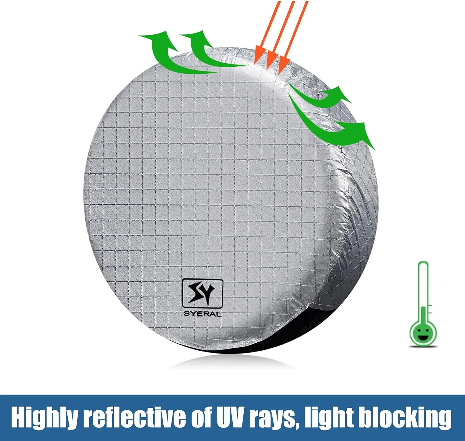SYERAL RV Tire Covers Set of 4, Waterproof Anti-UV Snow Sun Rain Wheel Tire Protectors Covers for Trailer,Camper,RV,Truck,SUV,27-29inch(M) Silver Aluminum Film