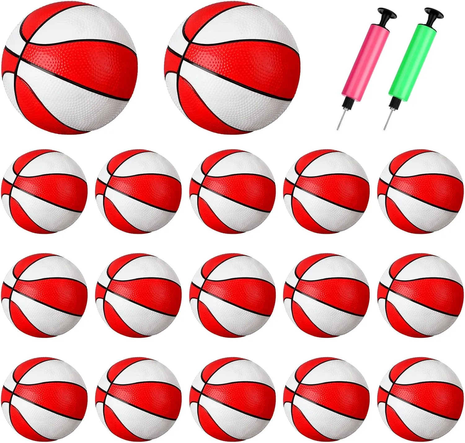 Syhood 24 Pcs Mini Basketballs Small Basketball with 2 Pumps 7 x 7 Inches PVC Basketball for Teenagers Pool Beach Sports Indoors Outdoors Party Favors(Red White)