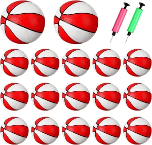 Syhood 24 Pcs Mini Basketballs Small Basketball with 2 Pumps 7 x 7 Inches PVC Basketball for Teenagers Pool Beach Sports Indoors Outdoors Party Favors(Red White)