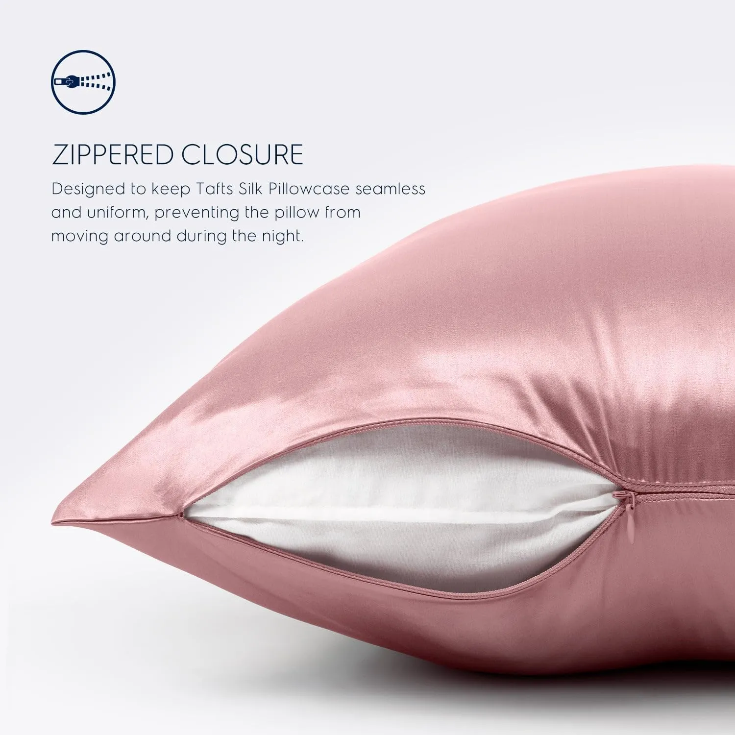 Tafts Pillow Cases - 22mm 100% Pure Mulberry 6A Silk Pillowcase for Hair & Skin with Zipper Closure, Cooling, Natural, Organic, Double Sided Silk Pillow Case (Misty Rose Pink, Queen 20x30 1pc)