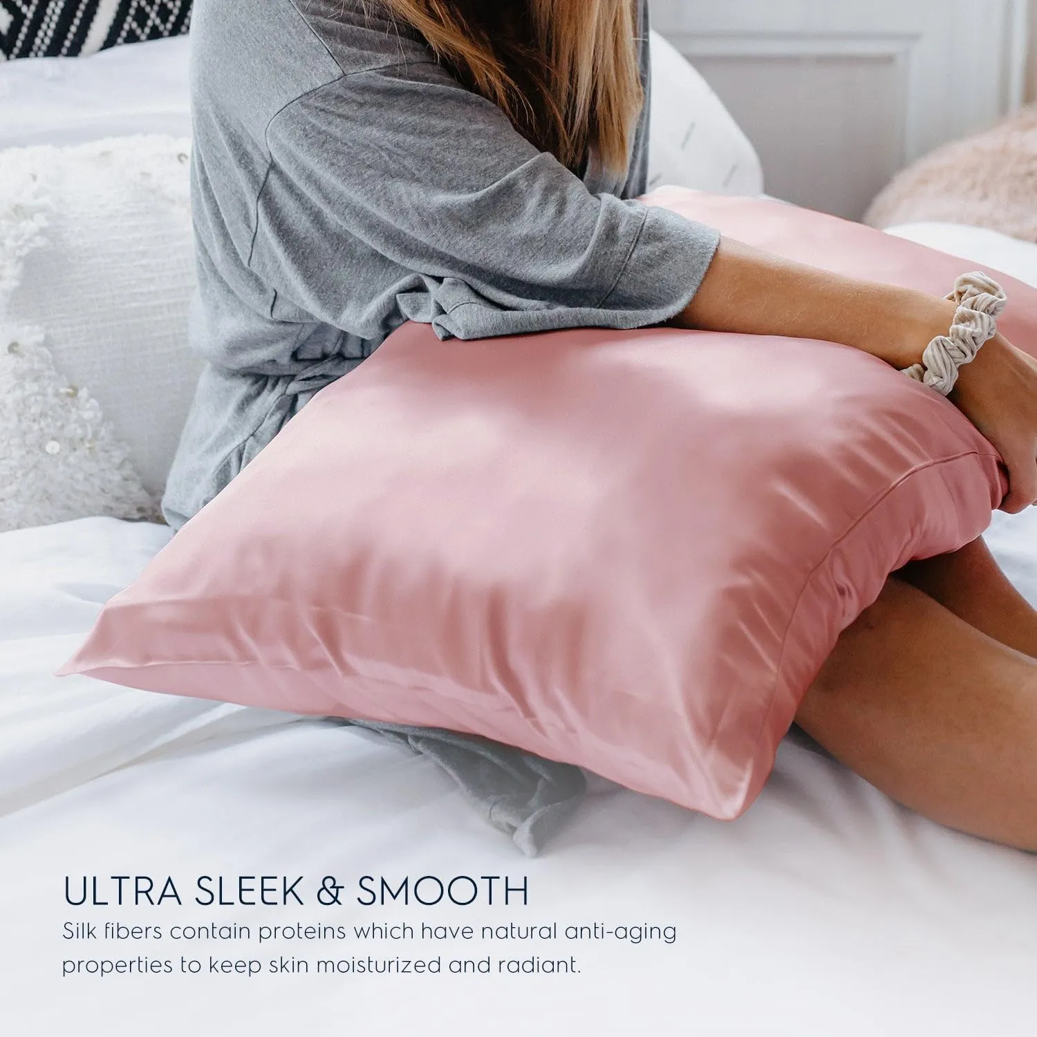 Tafts Pillow Cases - 22mm 100% Pure Mulberry 6A Silk Pillowcase for Hair & Skin with Zipper Closure, Cooling, Natural, Organic, Double Sided Silk Pillow Case (Misty Rose Pink, Queen 20x30 1pc)