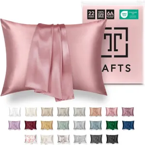 Tafts Pillow Cases - 22mm 100% Pure Mulberry 6A Silk Pillowcase for Hair & Skin with Zipper Closure, Cooling, Natural, Organic, Double Sided Silk Pillow Case (Misty Rose Pink, Queen 20x30 1pc)