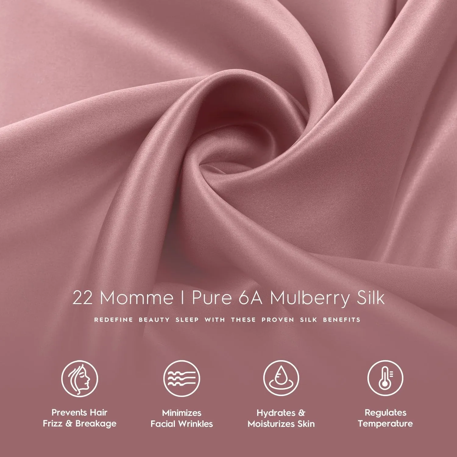 Tafts Pillow Cases - 22mm 100% Pure Mulberry 6A Silk Pillowcase for Hair & Skin with Zipper Closure, Cooling, Natural, Organic, Double Sided Silk Pillow Case (Misty Rose Pink, Queen 20x30 1pc)