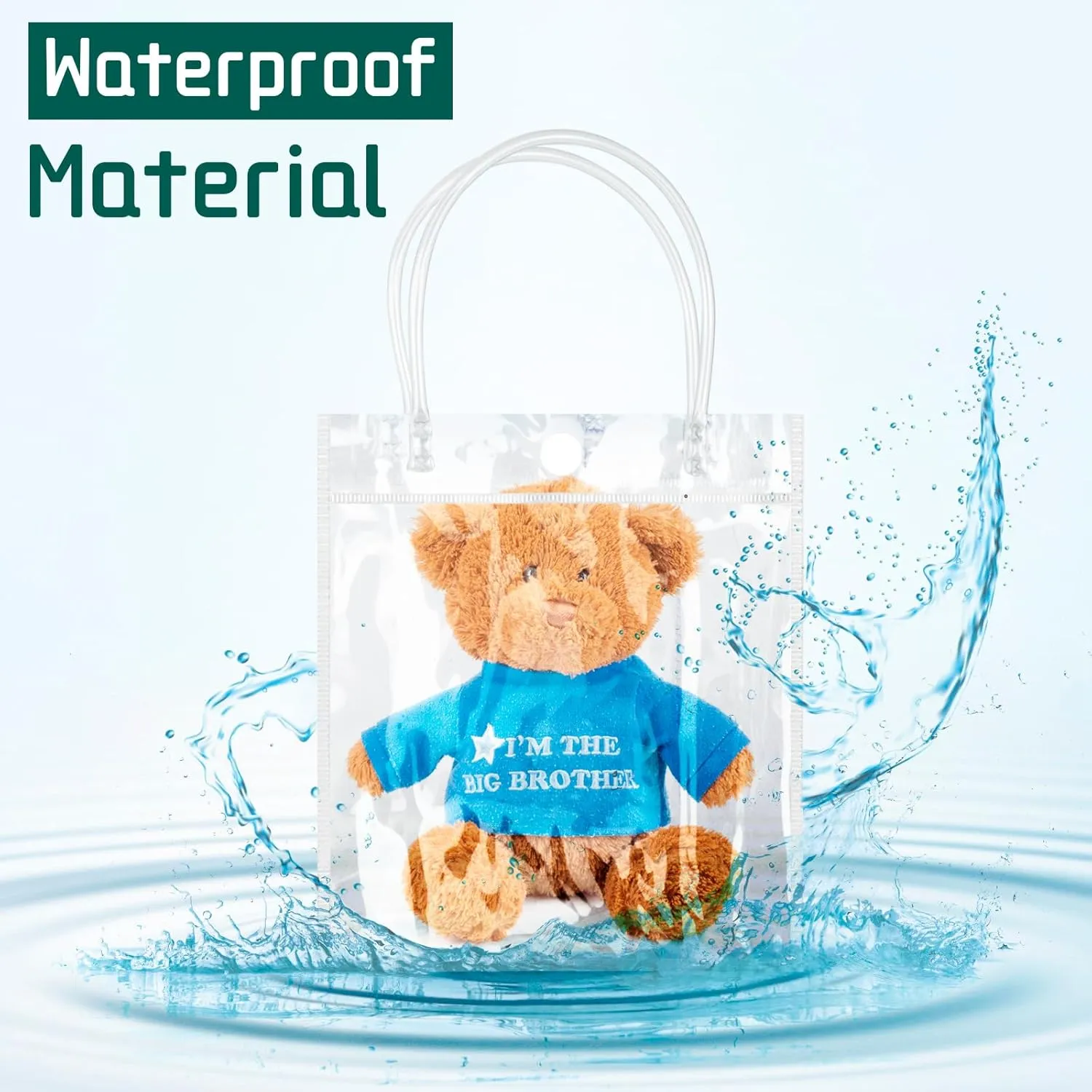 Takytao 50 Pcs Gift Bags with Handles, Clear with Champagne Ribbon, Reusable Goodie Bags for Weddings Birthday Baby Shower Party