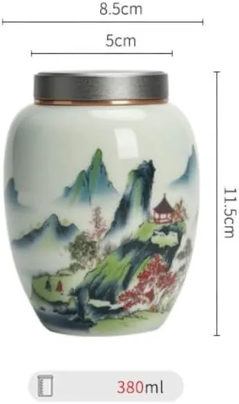Tea Bag Organizer Tea Storage Container Creative Hand-painted Bulk Tea Storage Jar with Lid Ceramic Jar Small Sealed Jar Retro Chinese Tea Set Single Jar Tea Organizer(A)