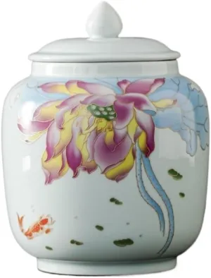 Tea Bag Organizer Tea Storage Container Creative Hand-painted Celadon Bulk Tea Storage Container Jar Ceramic Sealed Jar Empty Jar Retro Tea Set Single Jar Tea Organizer(A)