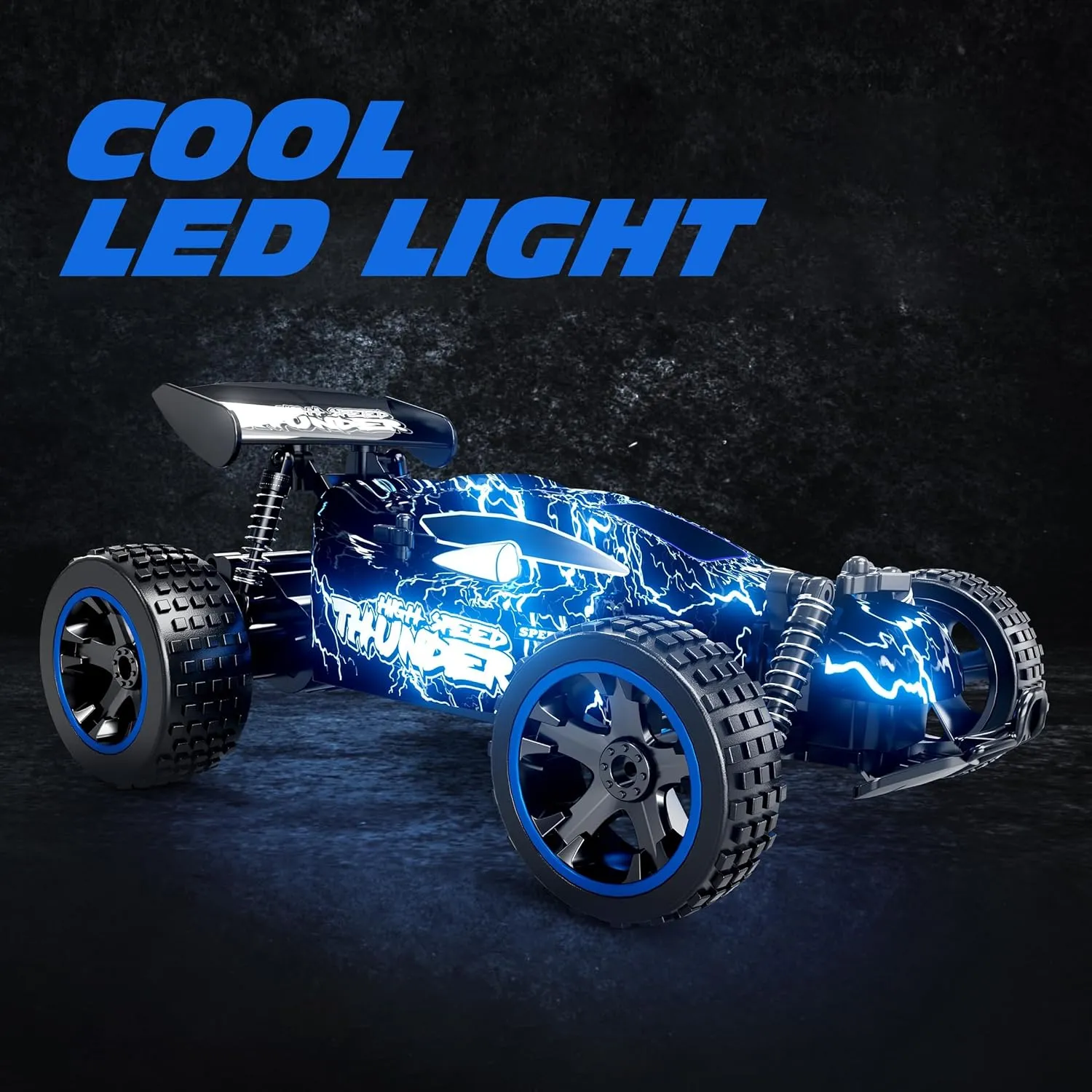 Tecnock RC Cars Remote Control Car for Boys and Girls, 1:18 Scale RC Car with LED Lights, 2.4GHz 2WD All-Terrain RC Truck, Rechargeable Battery for 50-Min Play, Gifts for Kids