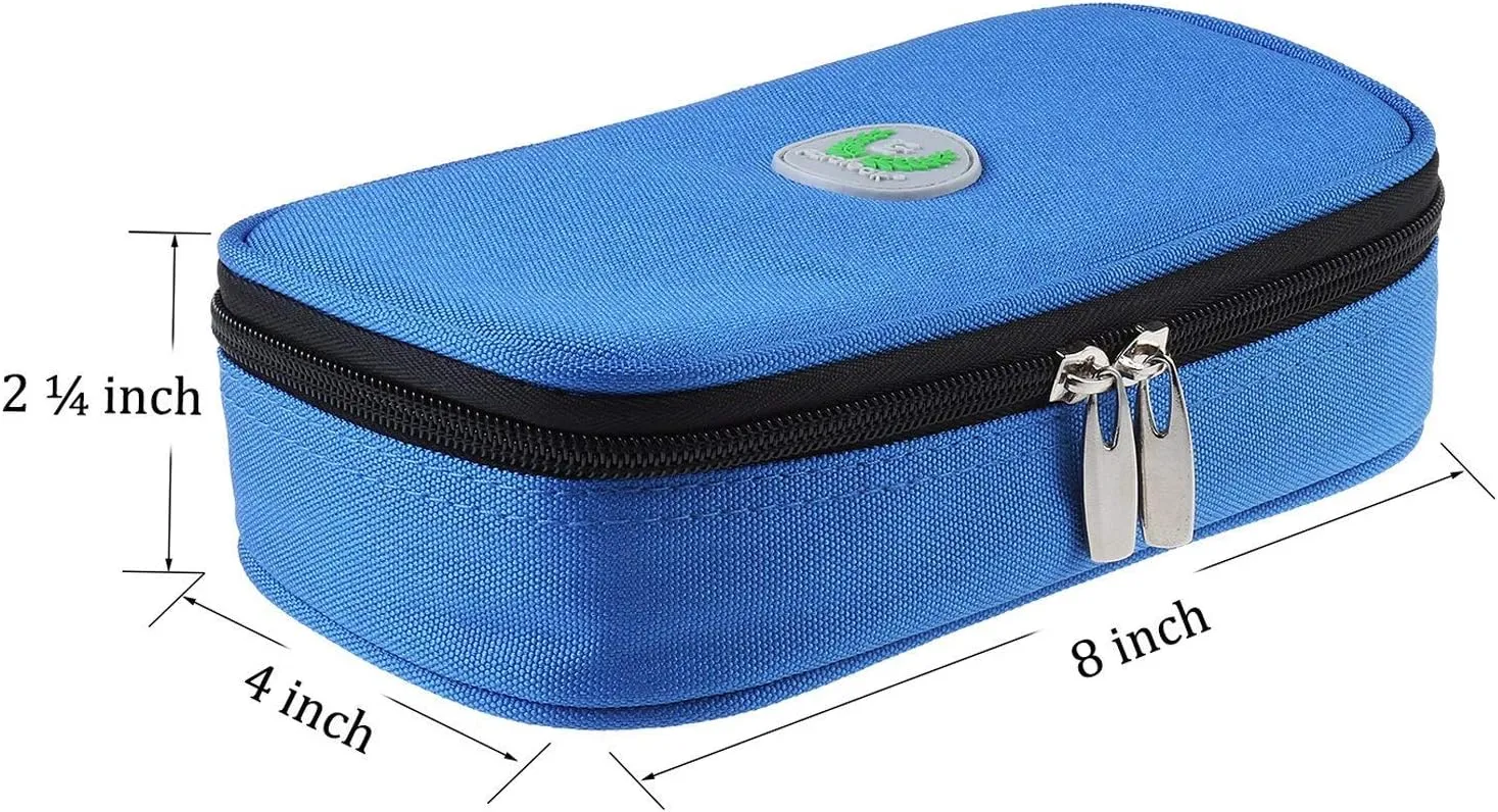 Temperature Display Insulin Cooler Travel Case with Ice Chill Packs Medical Cooler Bag Diabetic Organizer Oxford Fabric, 8 x 4 Inch