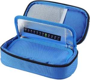 Temperature Display Insulin Cooler Travel Case with Ice Chill Packs Medical Cooler Bag Diabetic Organizer Oxford Fabric, 8 x 4 Inch