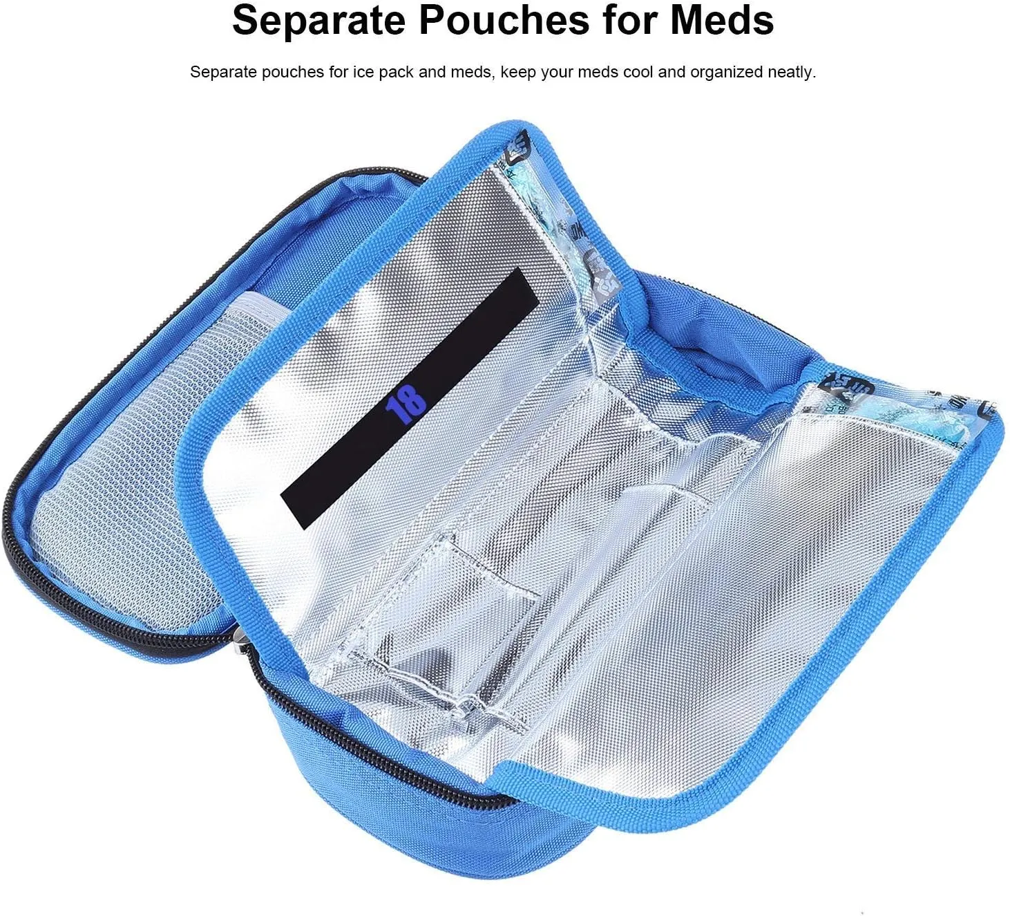 Temperature Display Insulin Cooler Travel Case with Ice Chill Packs Medical Cooler Bag Diabetic Organizer Oxford Fabric, 8 x 4 Inch