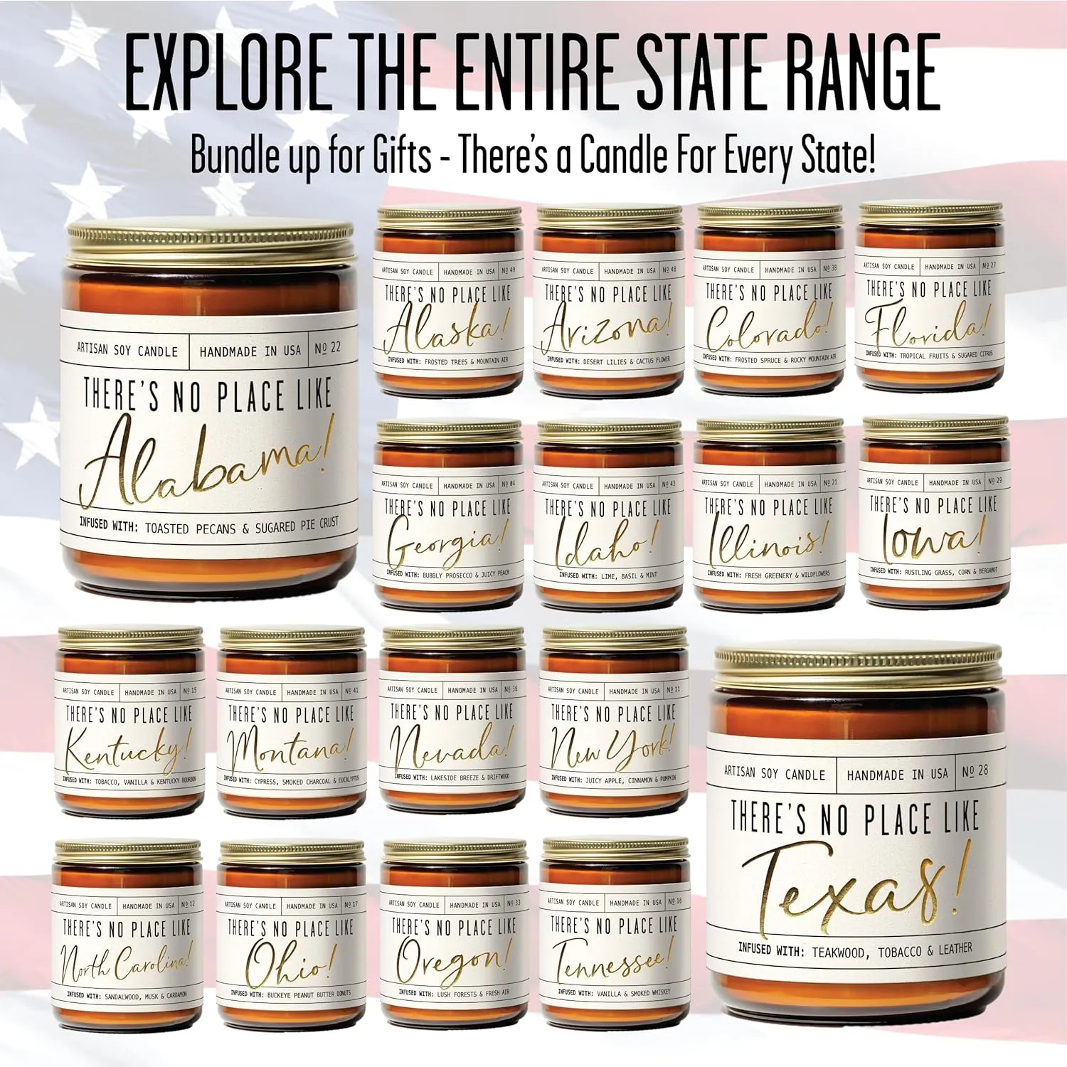 Tennessee Gifts, Tennessee Decor for Home - 'There's No Place Like Tennessee Candle, w/Vanilla & Smoked Whiskey I Tennessee Souvenirs I Tennessee State Gifts I 9oz Jar, 50Hr Burn, USA Made