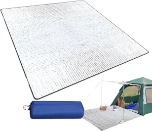 Tent Floor Mat, Aluminum Foil Insulation Mat with Ground Pad 195x180cm | Foldable Sleeping Sheet Mat for Backpacking, Hiking, Camping, Survival E