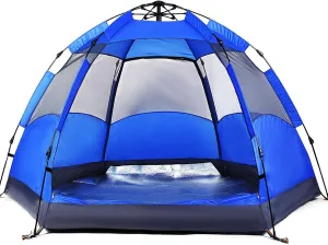 Tent Outdoor Rain Shelter,Pop Up Tent for 3 to 4 Person Automatic Opening Tent Hexagonal,Protected Family Camping Tents,for Camping Backpacking Hiking Beach Outdoor