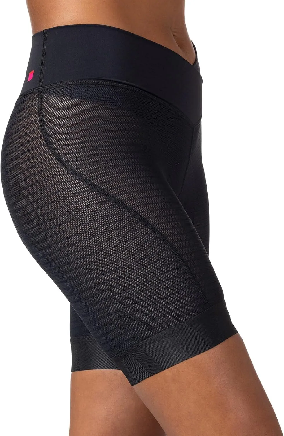 Terry Ultramesh Liner Womens Padded Bike Short Cycling Underwear, Crossover Glamazon Hi-Rise Waistband Silicone Leg Band
