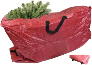 Textured PVC Rolling Christmas Tree Bag, Red
