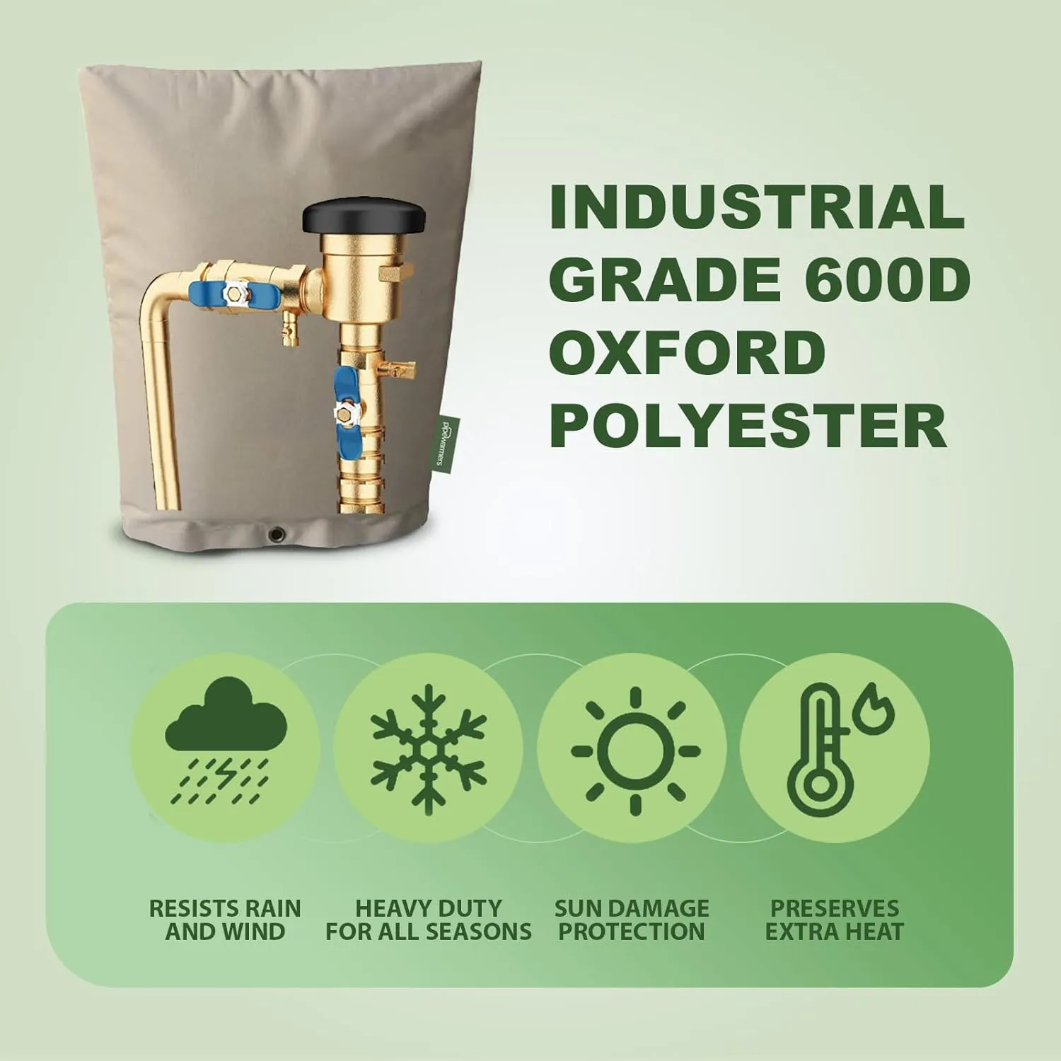 The Original Winter Pipe Insulation Cover (0˚F) - Extra-Thick EVA NBR (UV-Coated) Insulated Backflow Preventer Freeze Protection, Pump Cover, Sprinkler/Well/Valve Head Cover - (16" W X 34" H)