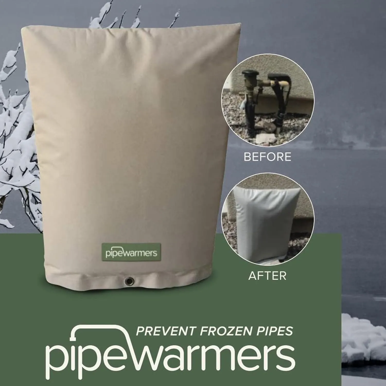 The Original Winter Pipe Insulation Cover (0˚F) - Extra-Thick EVA NBR (UV-Coated) Insulated Backflow Preventer Freeze Protection, Pump Cover, Sprinkler/Well/Valve Head Cover - (16" W X 34" H)