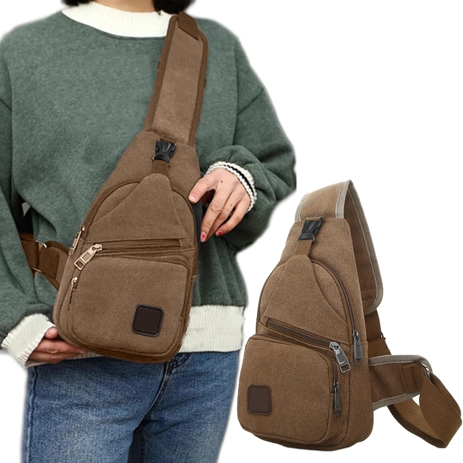 Thickened Outdoor Canvas Crossbody Bags for Women, New Multipurpose Portable Shoulder Bag Chest Bag for Travel Hiking