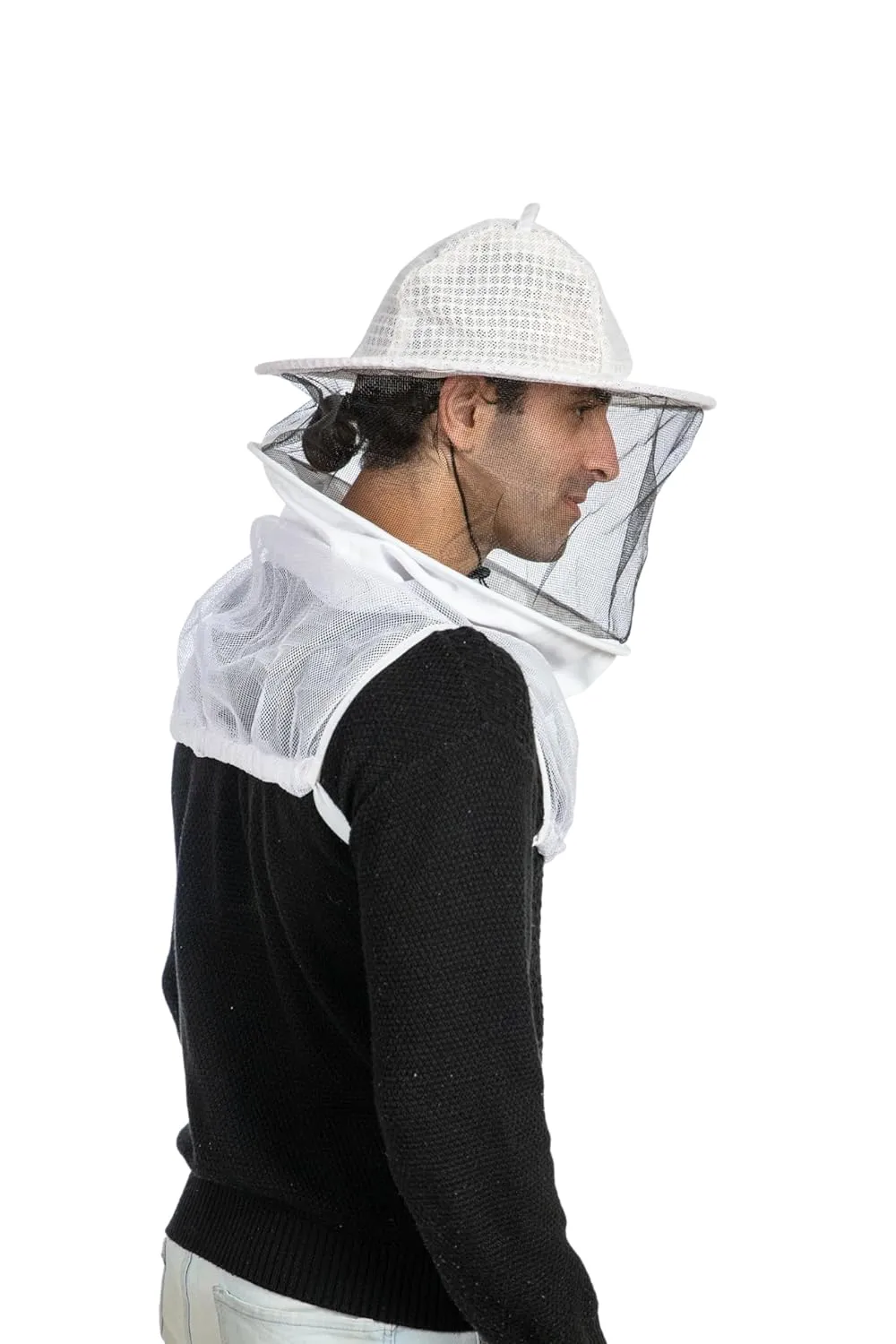 Three Layer Ventilated Beekeeping Veil in Round (White, 3-Layer Hat)